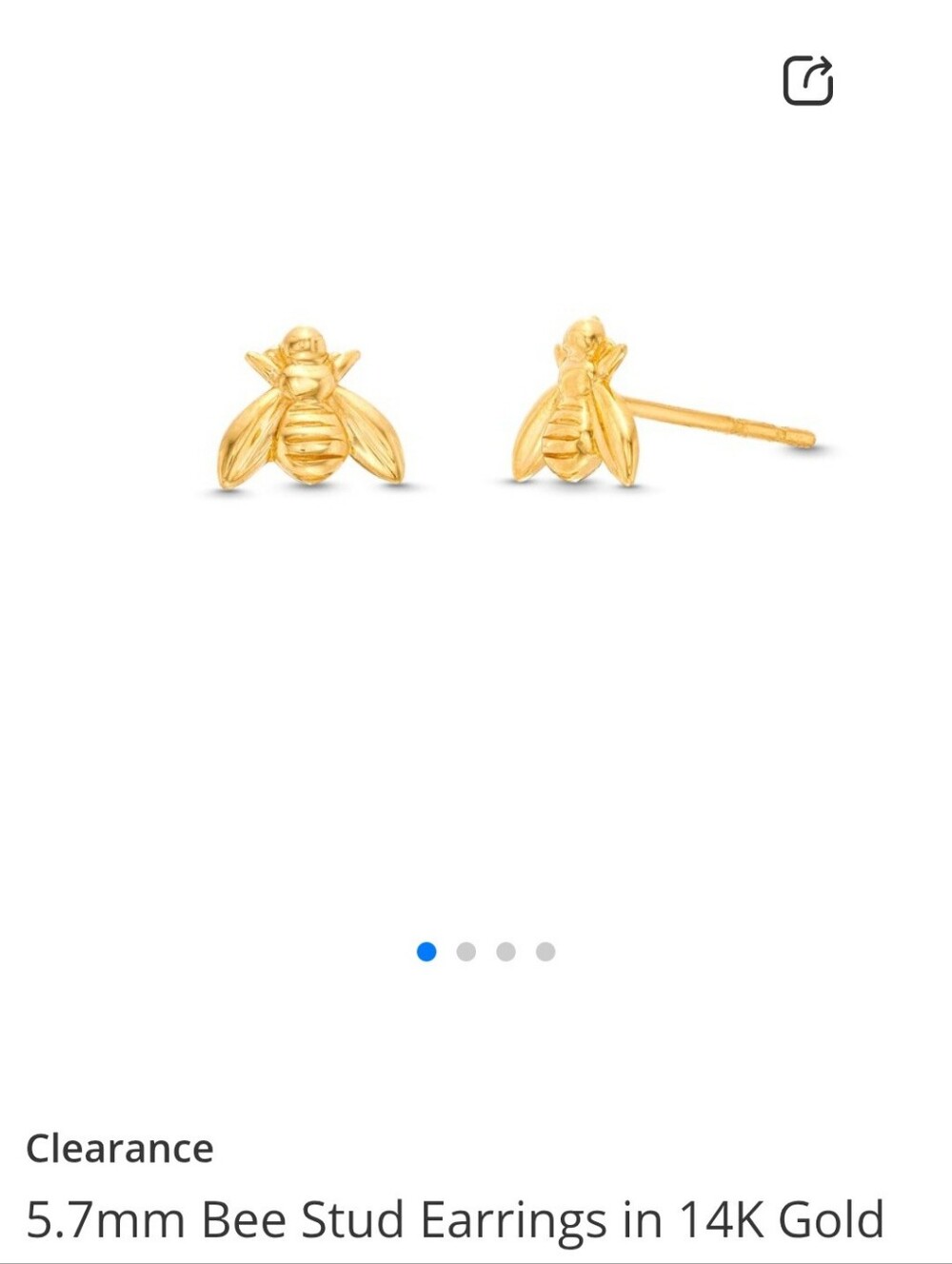 5.7mm Bee Stud Earrings in 14K Yellow Gold